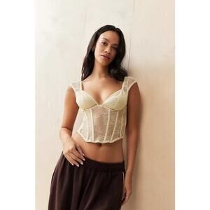 Urban Outfitter Women's White Out From Under Amor Lace Corset Top Size Small